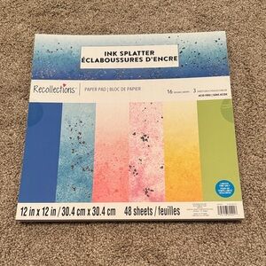 Recollections Ink Splatter Paper Pad - Blue, Pink, Green